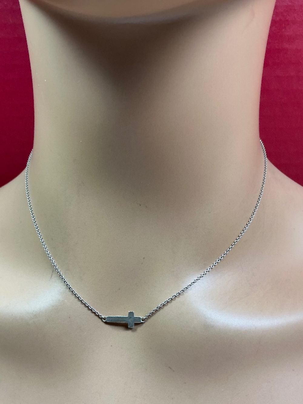 SILPADA Sterling Silver Horizontal Cross Necklace. 16 inches long